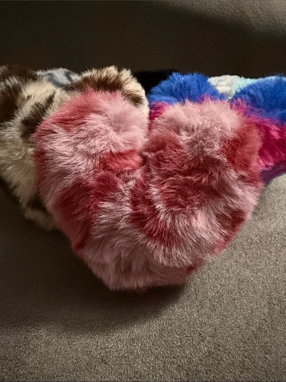 Plush Heart-Shaped Multi-Color Faux Fur Keychains B24